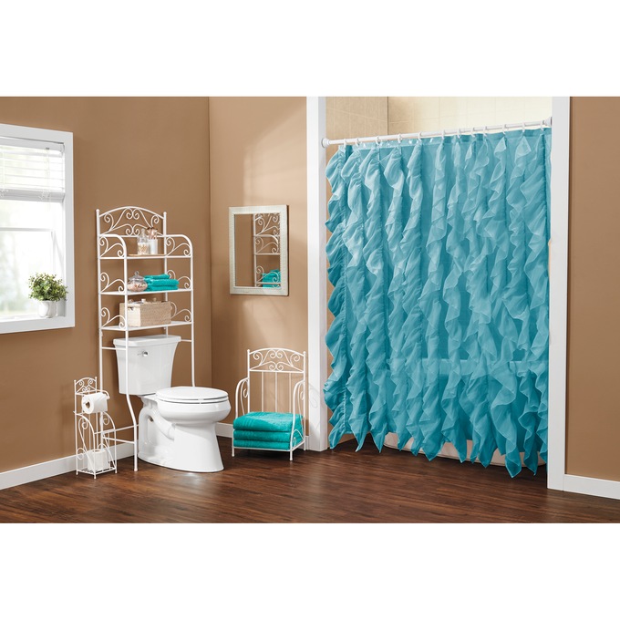 Cascade Shower Curtain, Teal, large