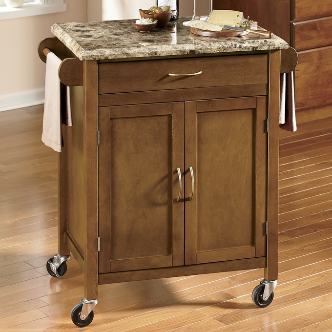 Faux-Marble Top Kitchen Cart, , large