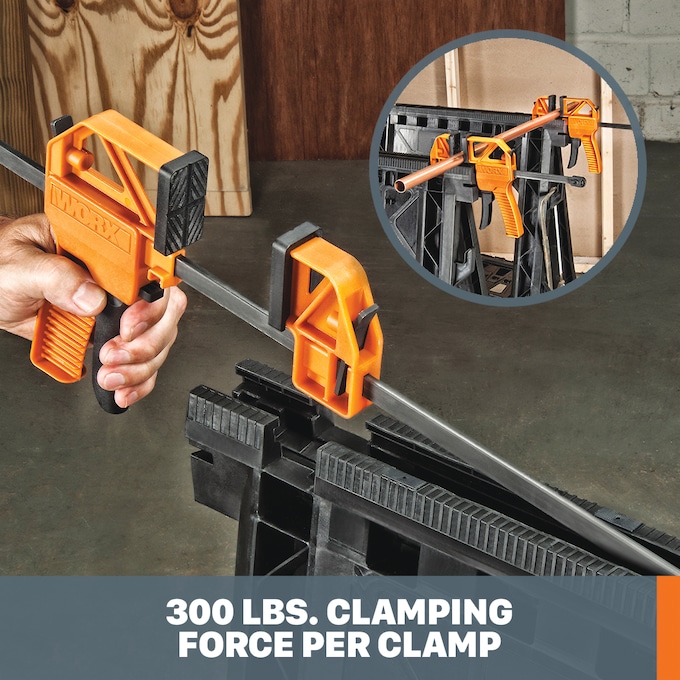 Worx Clamping Sawhorses (Set of 2) with Bar Clamps, , large
