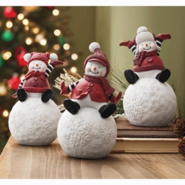 Set of 3 Snowmen on Snowballs, , large