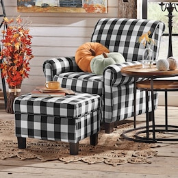 Buffalo Check Armchair and Ottoman, , large