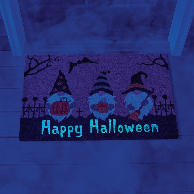 Glow In Dark Halloween Gnomes Indoor/outdoor Coir Mat - 20" X 30", , large