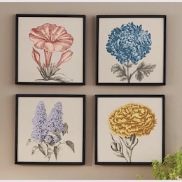 Set of 4 Vintage-Style Floral Art, , large