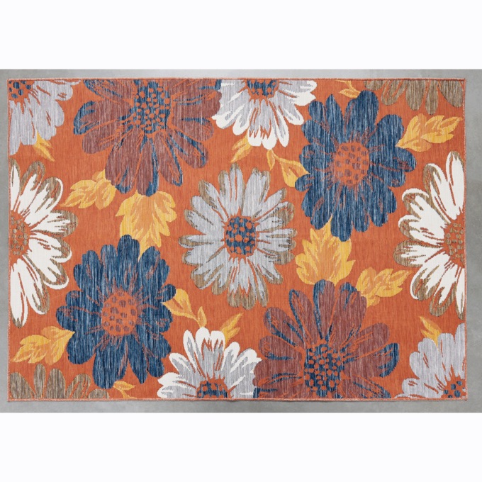Indoor/Outdoor Reversible Floral Rug, , large