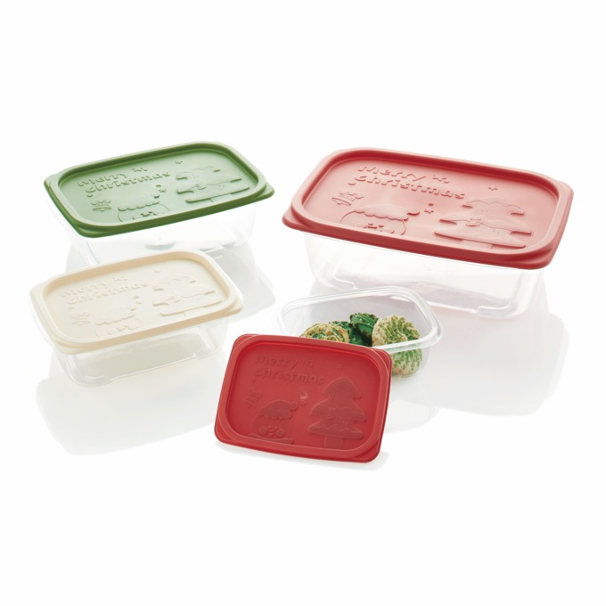 Set of 4 Christmas Leftover Containers, , large