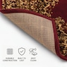 4-Piece Plush Floral Kirman Rug Set with Runner and Mats, Burgundy, large