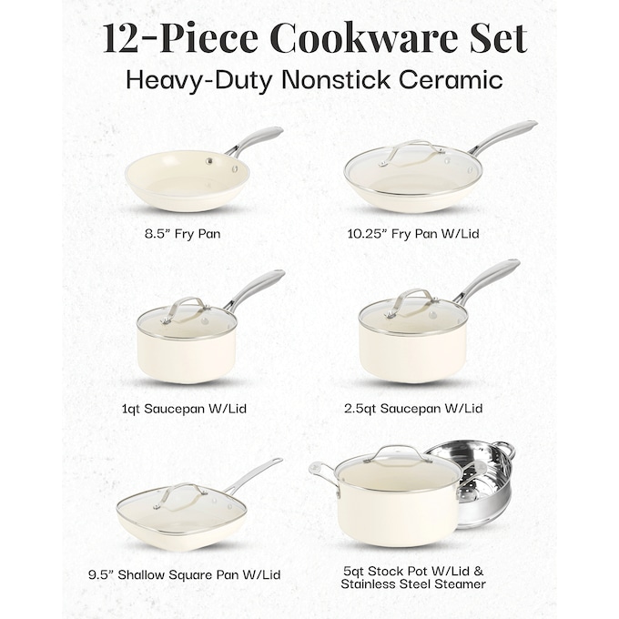 Gotham Steel Natural 12-Piece Ceramic Nonstick Cookware Set, , large