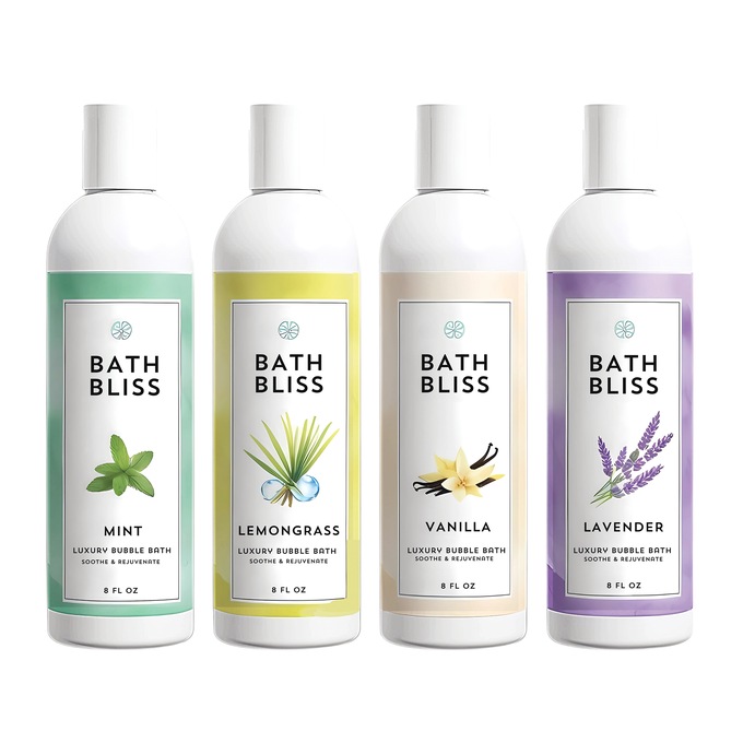 Bath Bliss Luxury Bubble Bath 4-Piece Set, , large