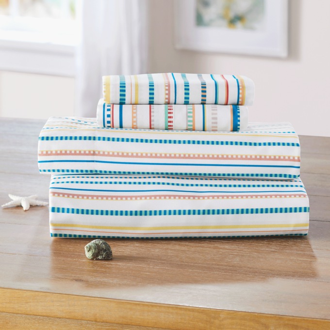 Multi-Colored Stripe Microfiber Sheets, , large