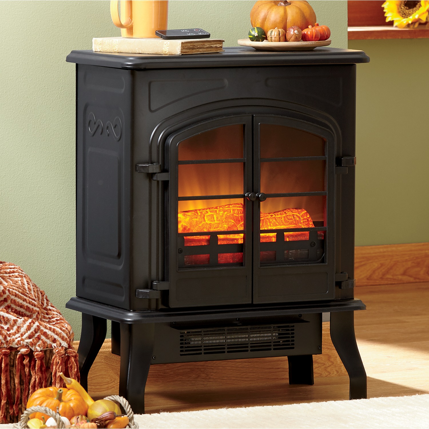 Electric Fireplace Stove, 1500W, with Remote | Ginny's