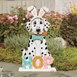Chunky Wood Cutouts Lit Easter Dog, , large