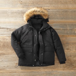 Hooded Down-Blend Jacket with Zip-Off Hood, , large