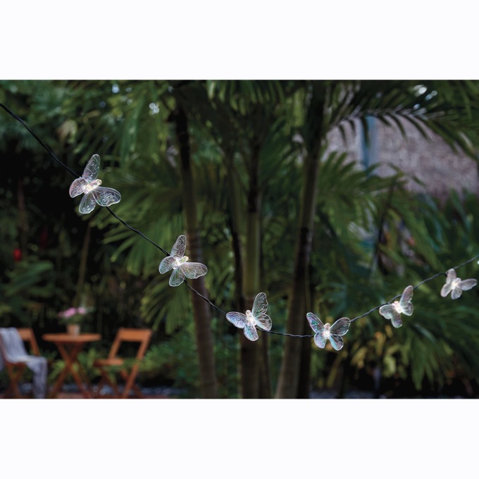 Set of 10 Solar Butterfly String Lights, , large