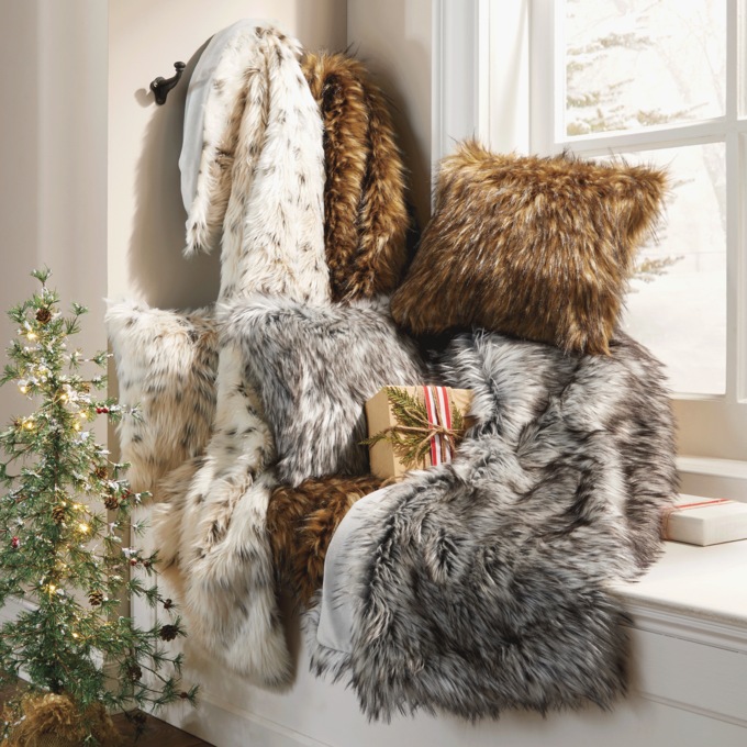 Faux-Fur Pillow and Throw, , large