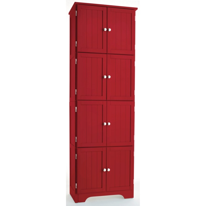 Westwick Tall Wooden Cabinet with 8 Doors, Red, large