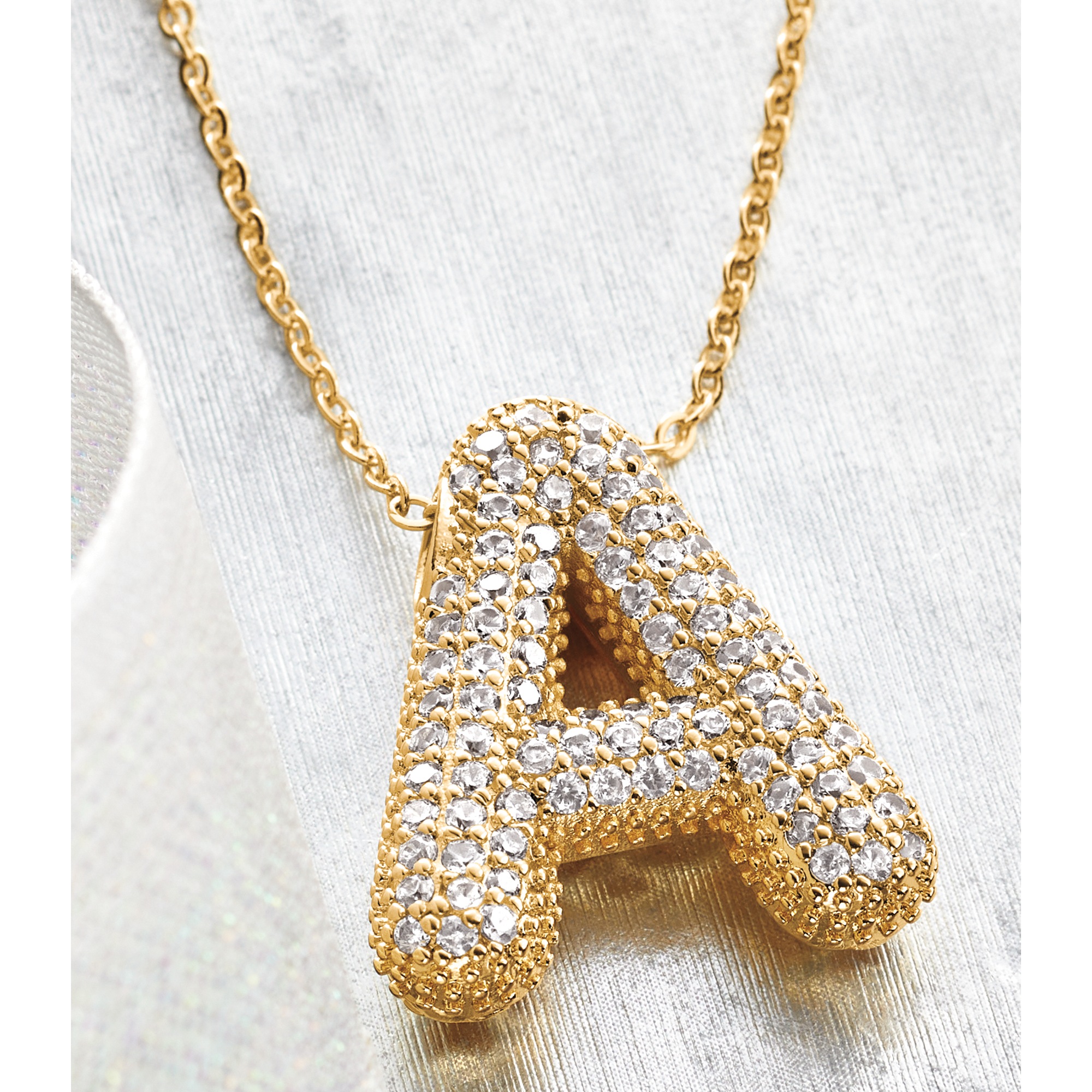 Cubic Zirconia Initial Puff Pendant, , large