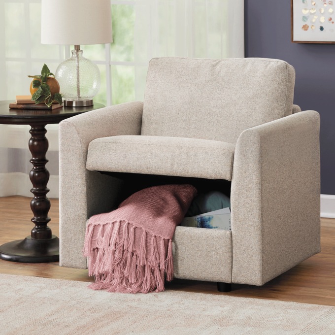 Harrison Sectional Armless Chair with Storage, Beige, large