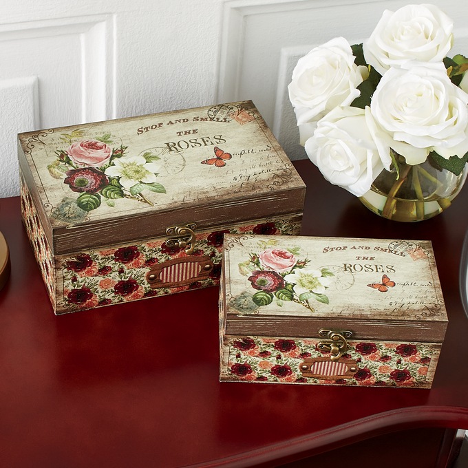 2-Piece Vintage-Style Floral Nesting Box Set, , large