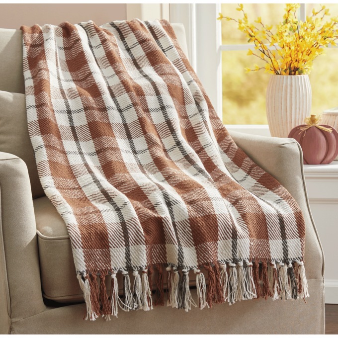 Spice Plaid Throw, , large