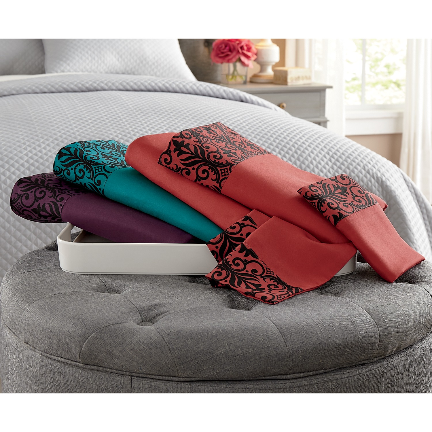 Color Connection Damask Microfiber Sheet Set Ginny's