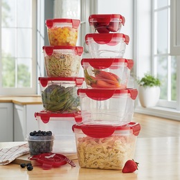 Chef Tested 20-Piece BPA-Free Food Storage Set with Snap-Lock Lids, , large