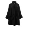 Sherpa-Trimmed Matching Fleece Cape with Gloves, Black, large
