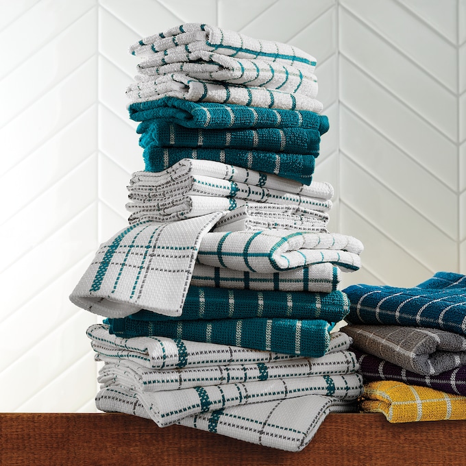 Color Connection 20-Piece Kitchen Towel Set in Absorbent Cotton, Evergreen, large