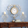 Mirrored Leaves Wall Clock and Candleholders, , large