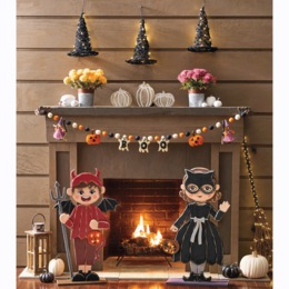 Chunky Wood Cutouts Lit Trick-Or-Treaters - Buy Both, , large
