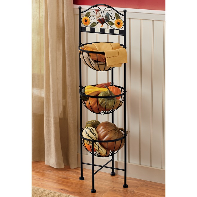 Sunflower Rooster 3-Tier Basket, , large