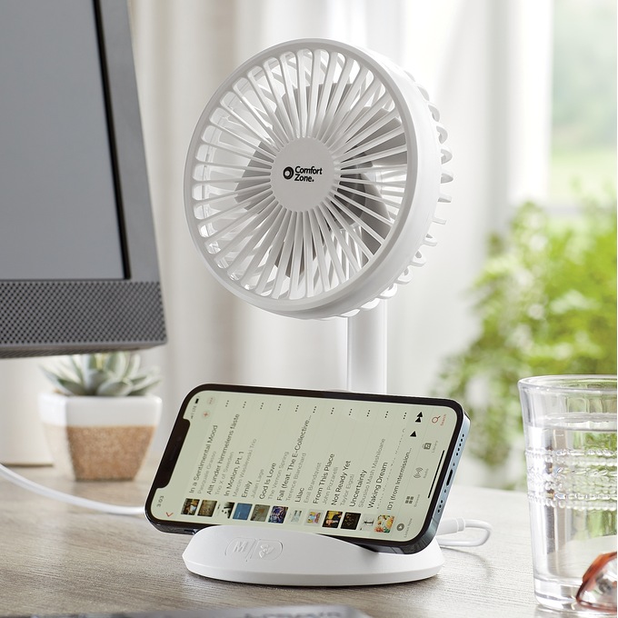 Comfort Zone 4" Rechargeable Personal Fan, , large