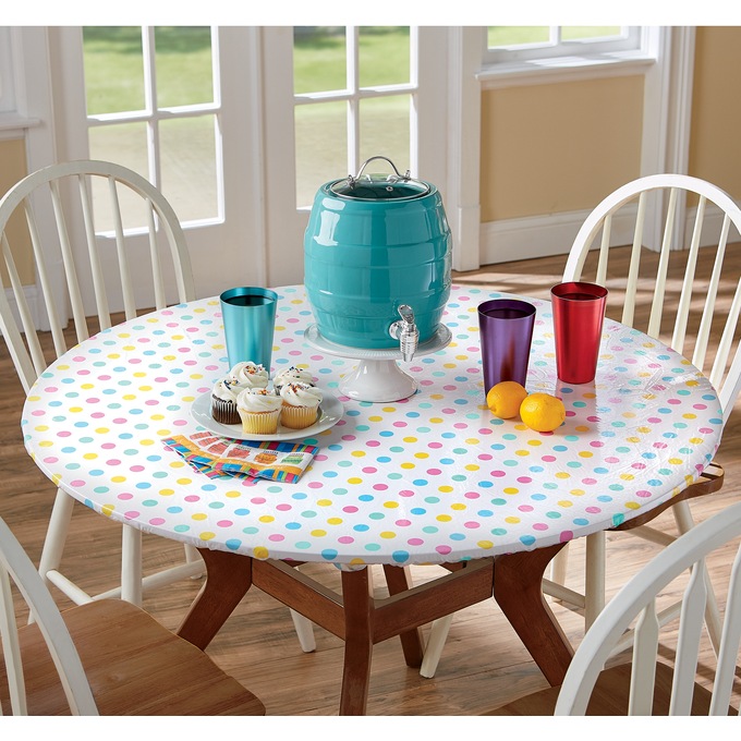 Retro Round Fitted Table Cover Ginny S Retro Round Fitted Table Cover Ginny S, 40 X 60 Fitted Tablecloth