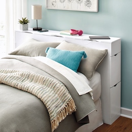 Queen Headboard-Style Powered Storage Cabinet, , large