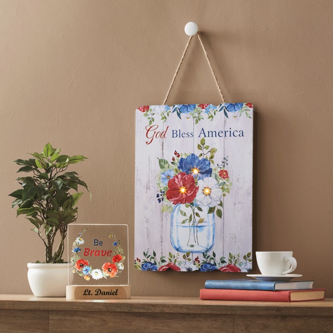 Lit Be Brave Plaque with Stand, , large