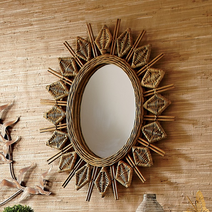Rattan Sunburst Mirror, , large