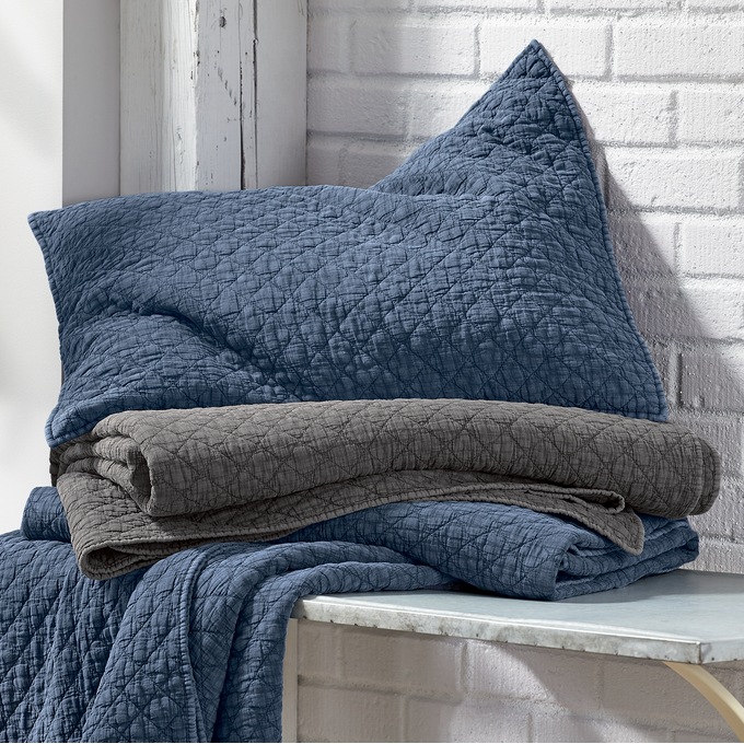 Vintage-Wash Oversized Quilt and Sham, , large