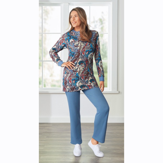 2-Piece Fleece Henley Pant Set, , large