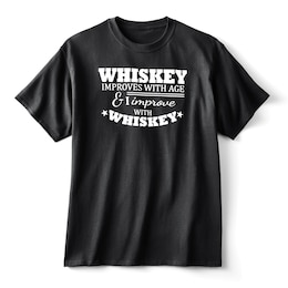 Improve with Whiskey Funny Message Tee Shirt in Cotton Jersey, , large