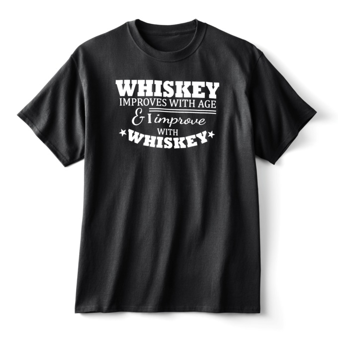Improve with Whiskey Funny Message Tee Shirt in Cotton Jersey, , large