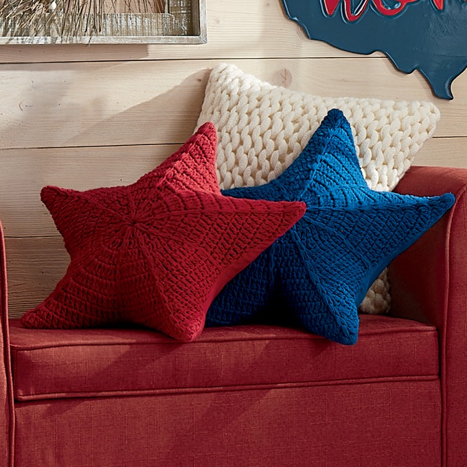 Crochet Star Pillow, , large