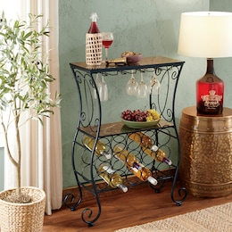 Faux-Marble Wine Storage Table, , large
