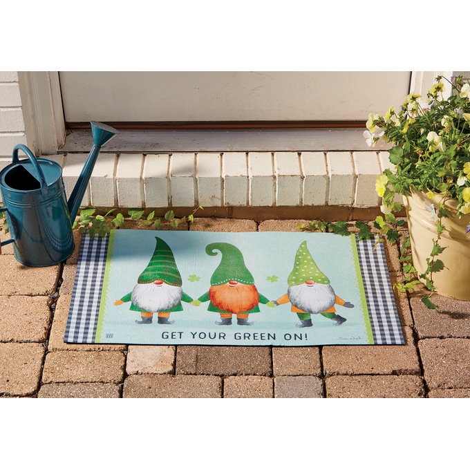 Gingham Gnomes Mat - 18" X 30", , large