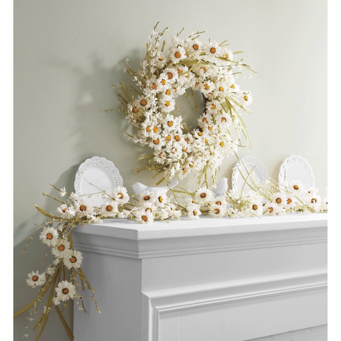 Faux-Daisy Floral Garland, , large