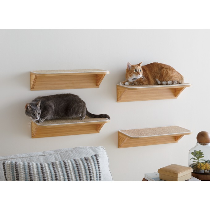 Set of 2 Wall-Mounted Cat Shelves, , large
