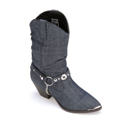 denim slouch boots