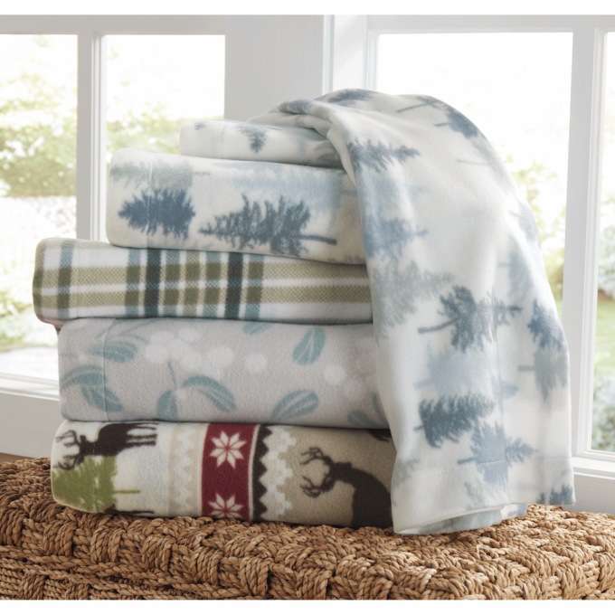 Printed Fleece Sheet Set, , large