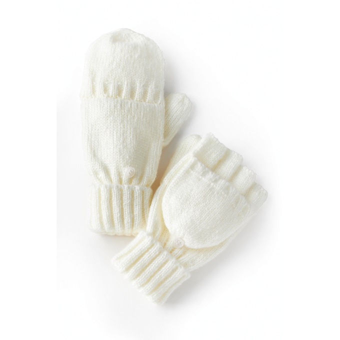 Solid Fingerless Gloves, Ivory, large