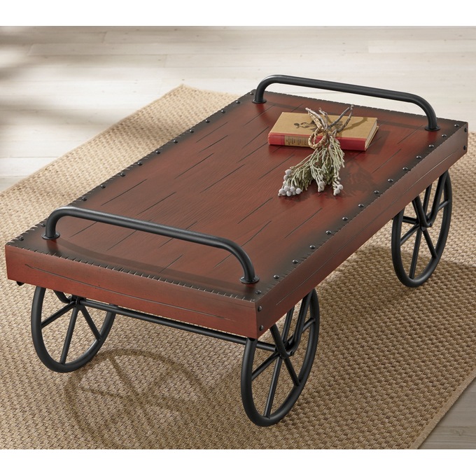 Leeds Cart Coffee Table, Red, large