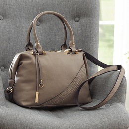 Sam Dual-Handle Satchel with Pebbled Texture, , large