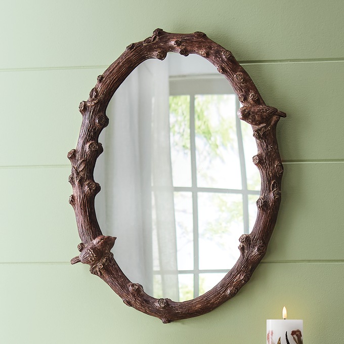 Bird and Branch-Framed Mirror, , large